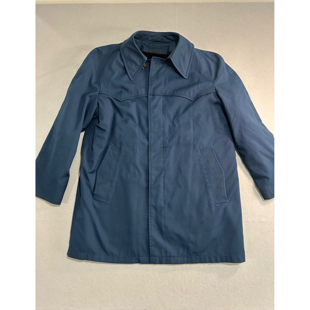 Vintage‎ London Fog Trench Coat Mens 40 Reg Blue Polar Plush Zip Fleece Lining